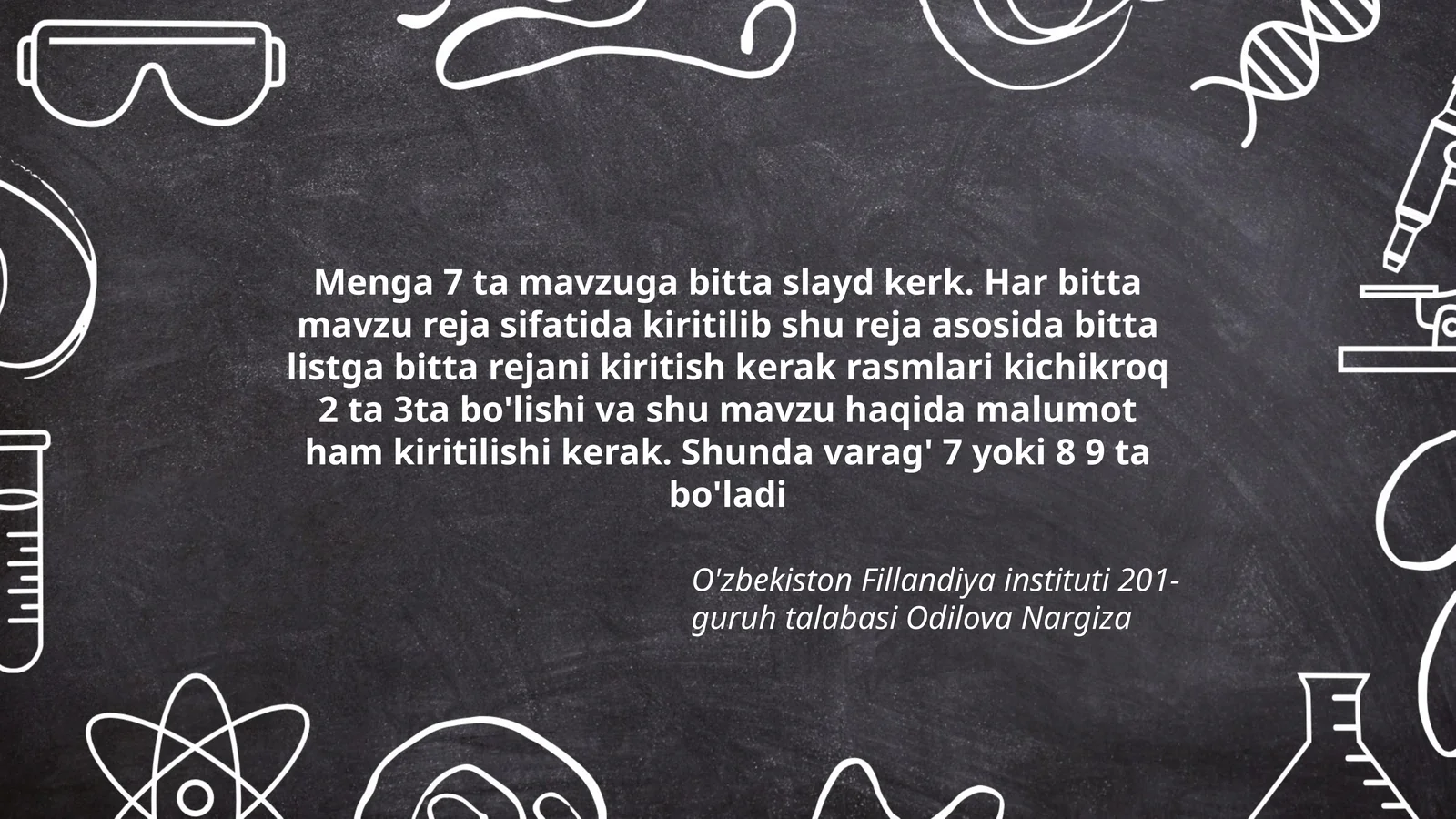 O'zbekiston Fillandiya instituti 201-guruh talabasi Odilova Nargiza