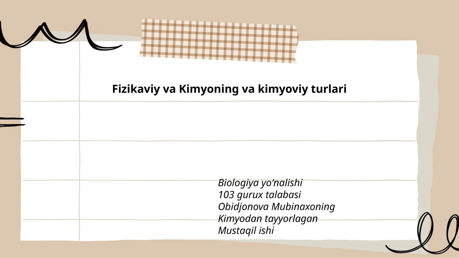 Kimyodan tayyorlagan