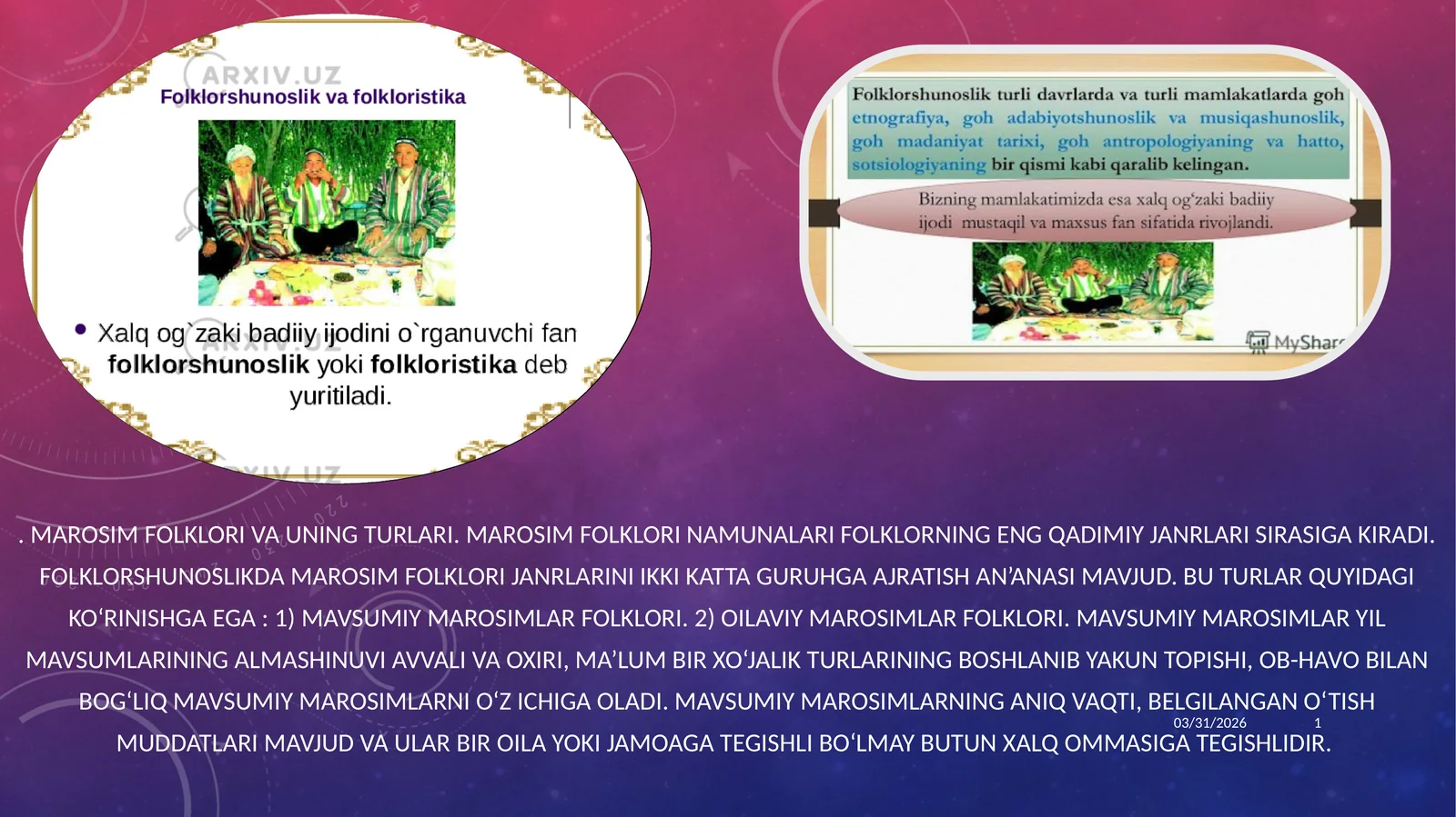 Marosim folklori va uning turlari