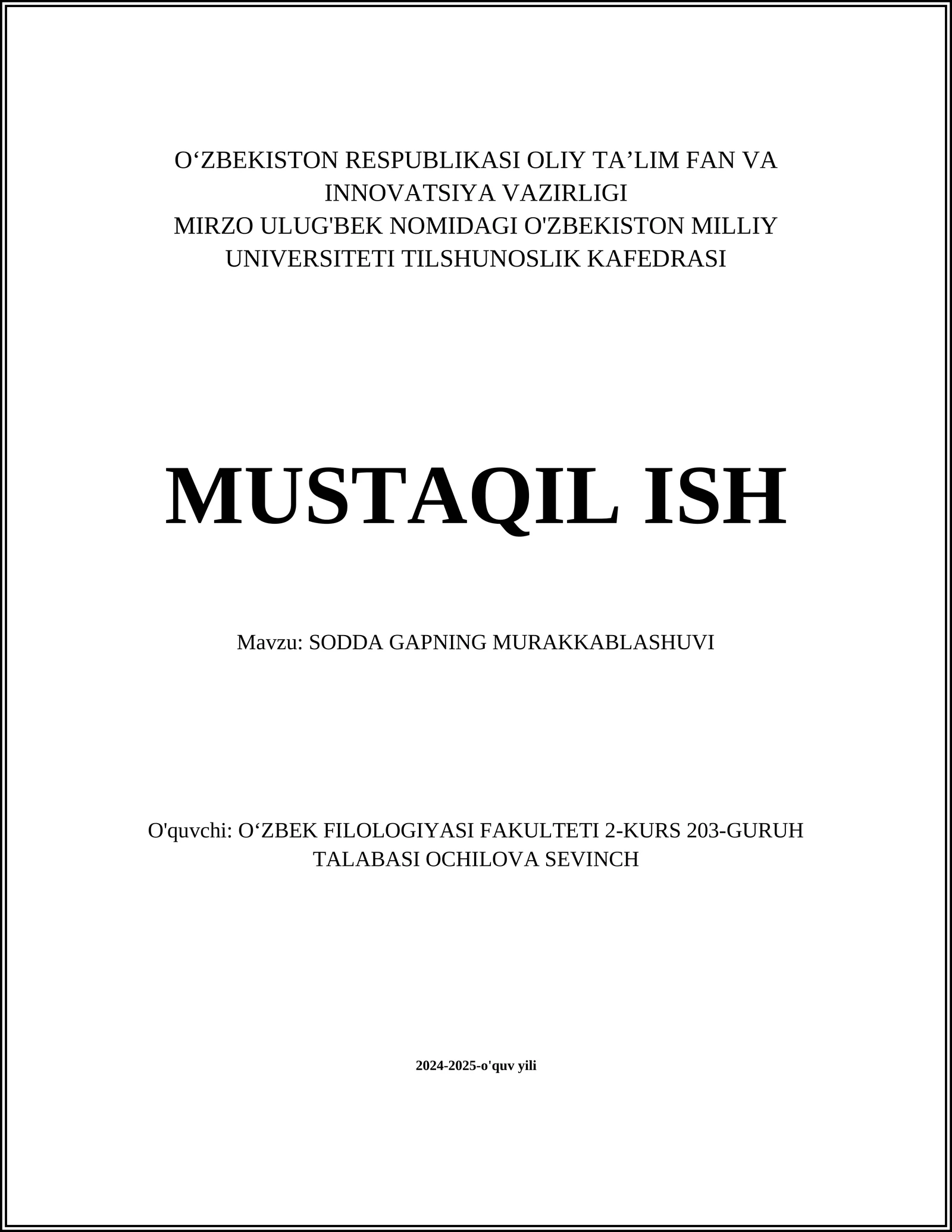 SODDA GAPNING MURAKKABLASHUVI