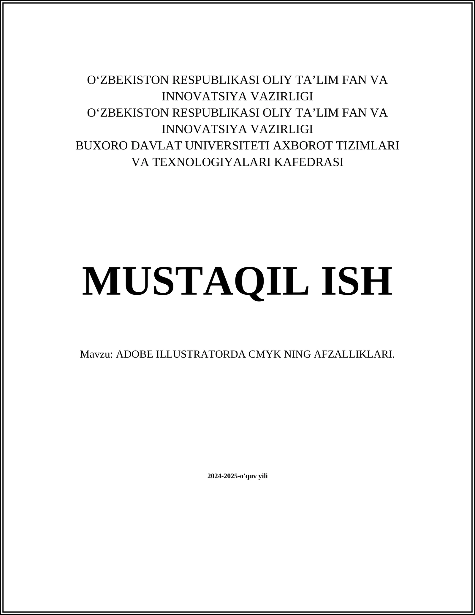 ADOBE ILLUSTRATORDA CMYK NING AFZALLIKLARI