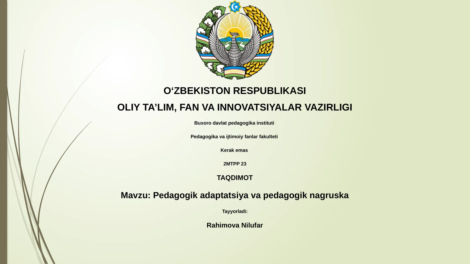 Pedagogik adaptatsiya va pedagogik nagruska