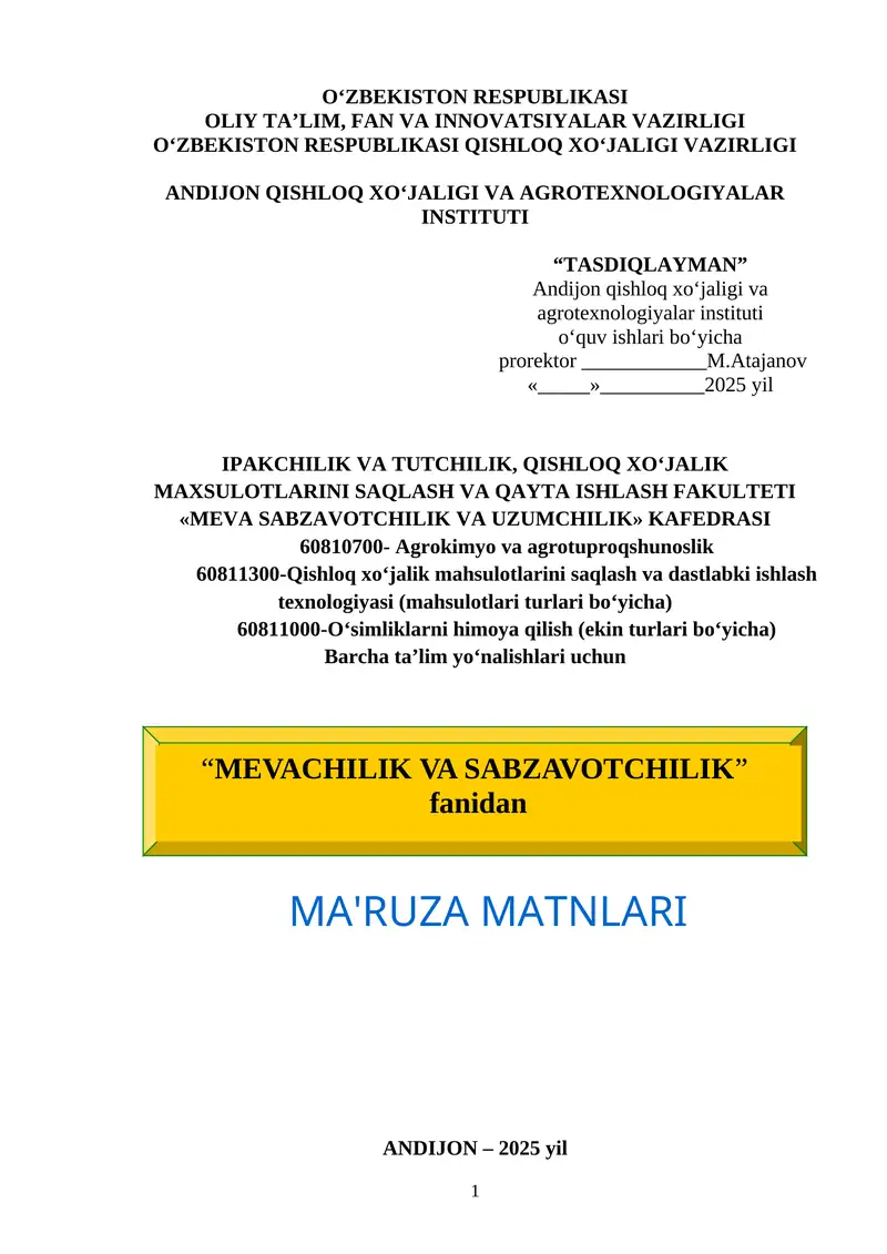 Mevachilik va sabzavotchilik