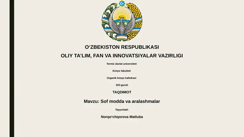 Sof modda va aralashmalar