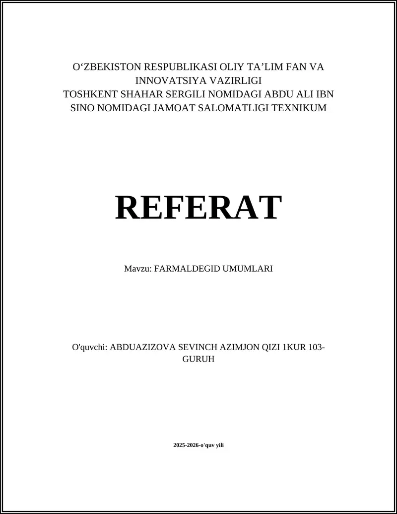FARMALDEGID UMUMLARI