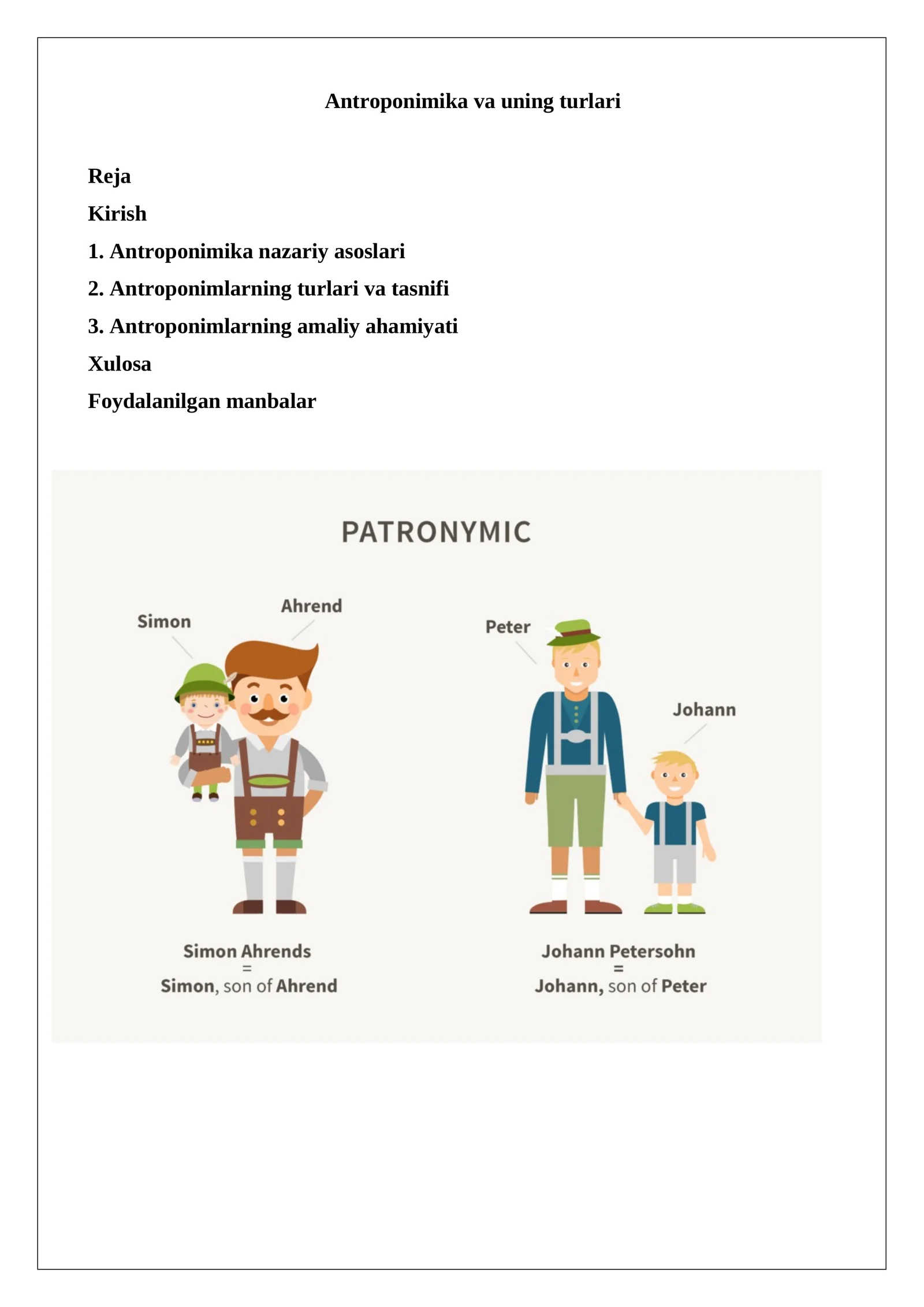 Antroponimika va uning turlari