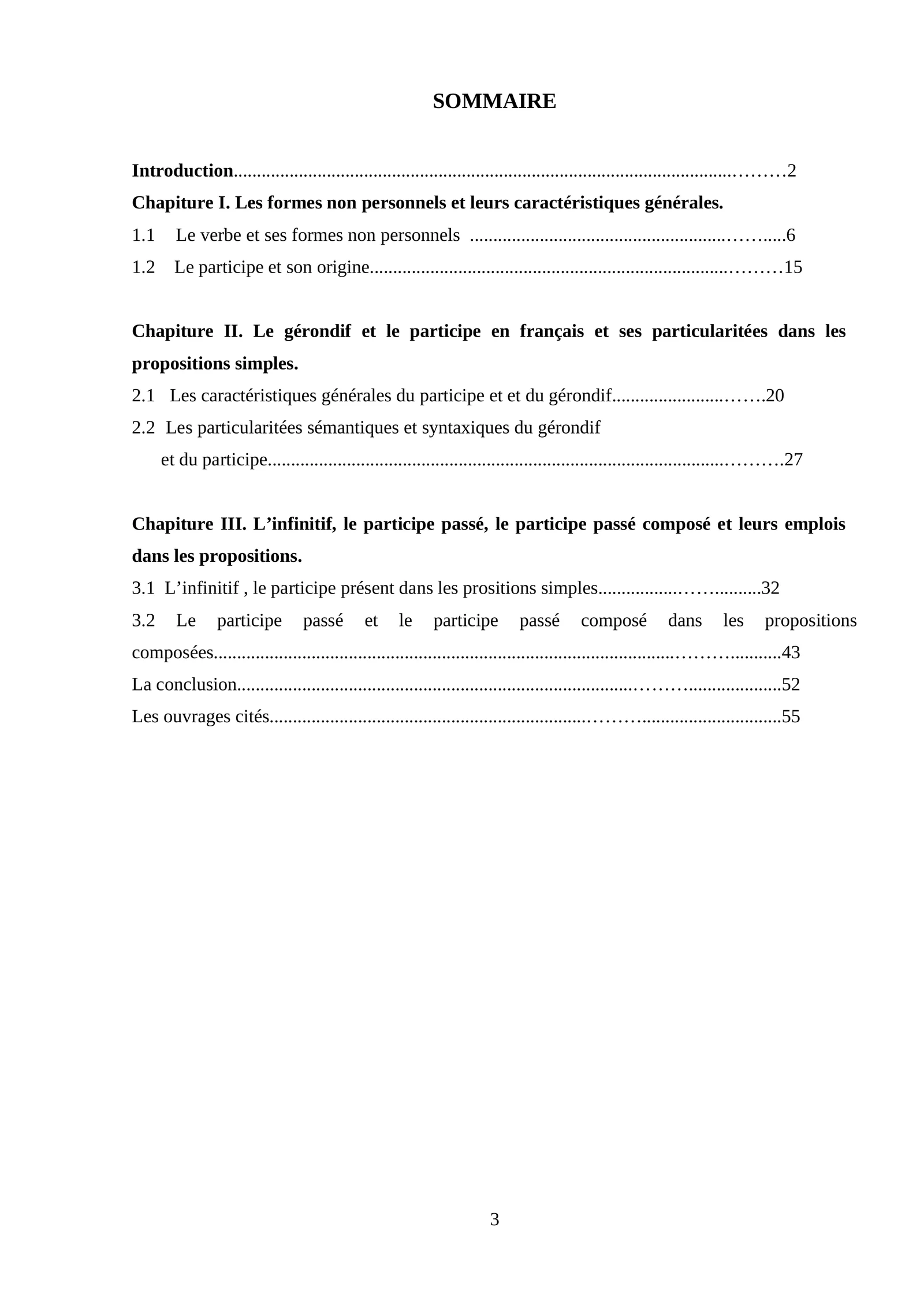 Chapitre I. Les formes non personnels et leurs caractéristiques générales