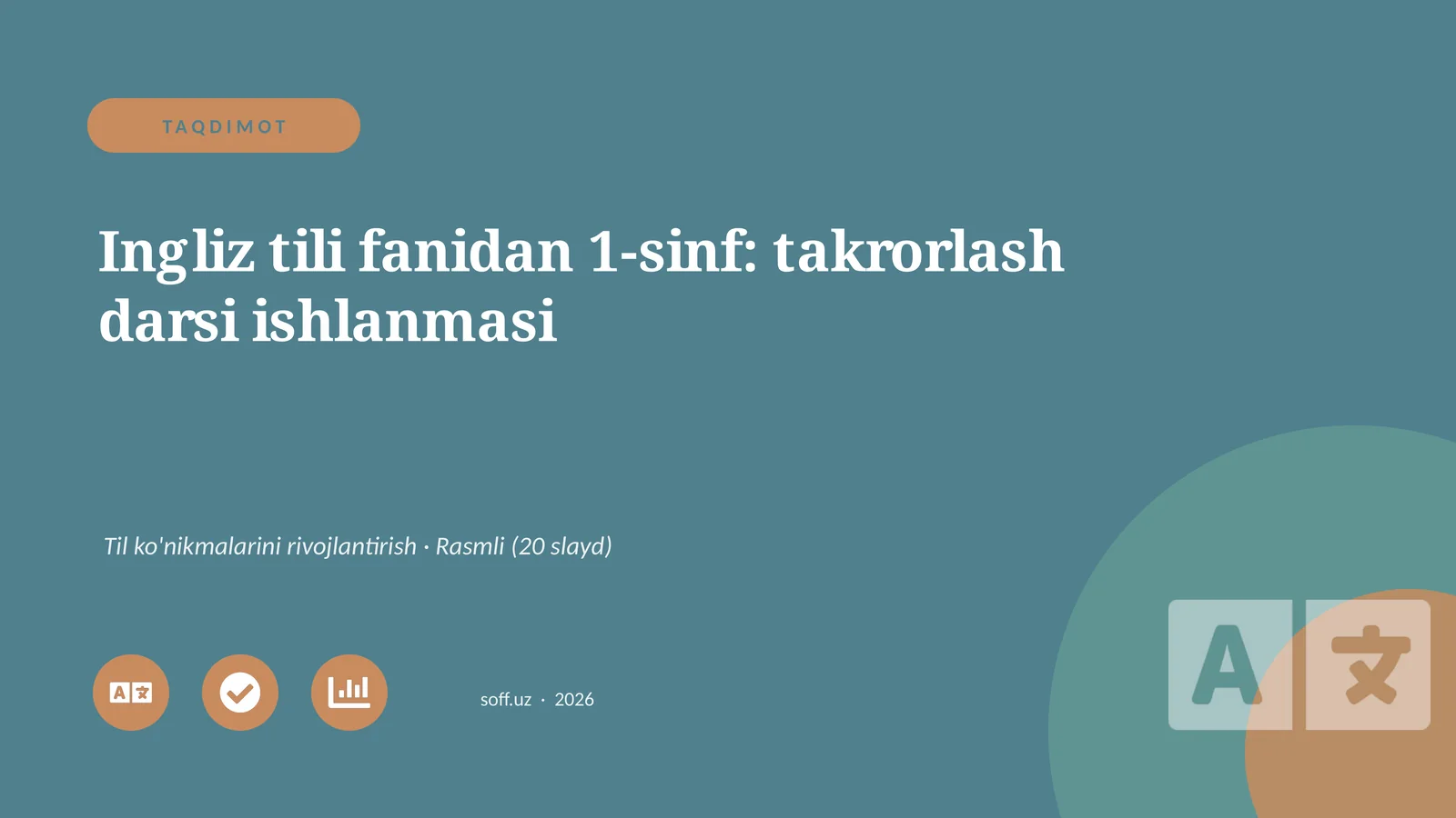 Ingliz tili fanidan 1-sinf: takrorlash darsi ishlanmasi
