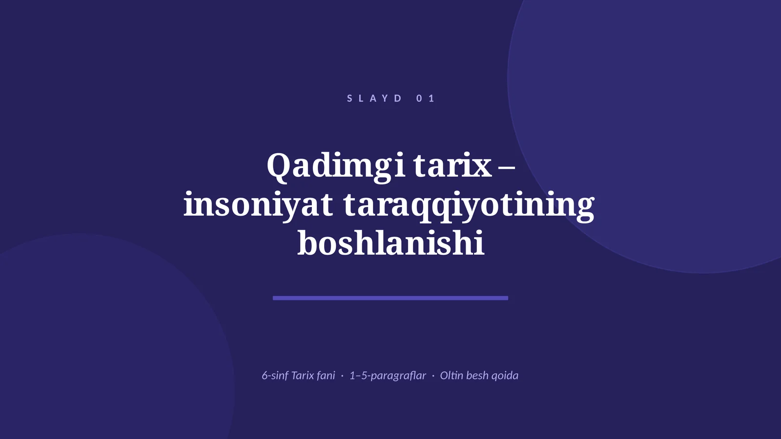 Qadimgi tarix – insoniyat taraqqiyotining boshlanishi