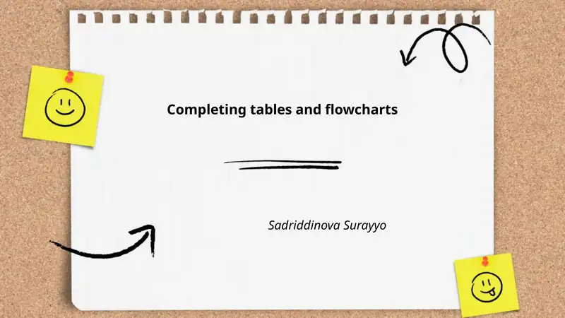 Completing tables and flowcharts