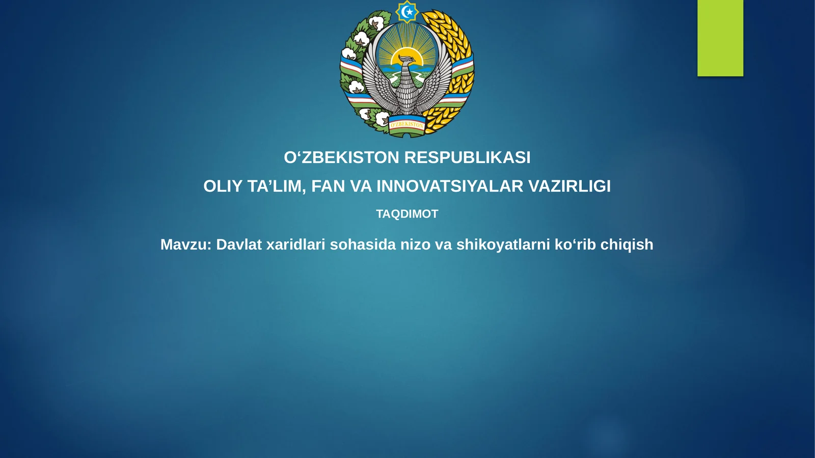 Davlatxaridlarisohasidanizovashikoyatlarnikoʻribchiqish