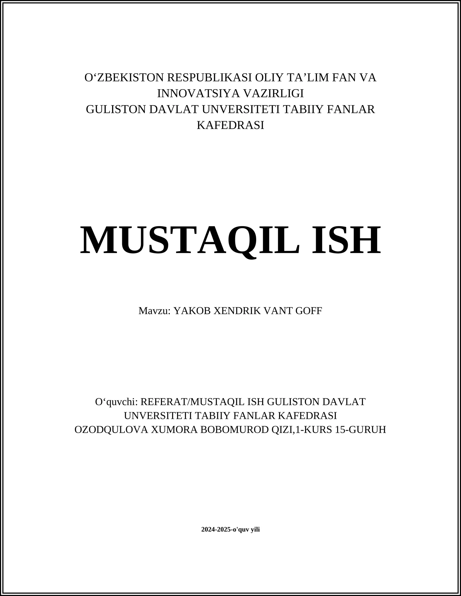 YAKOB XENDRIK VANT GOFF