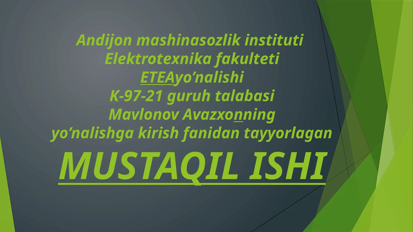 MUSTAQIL ISHI Gidroelektrstansiya