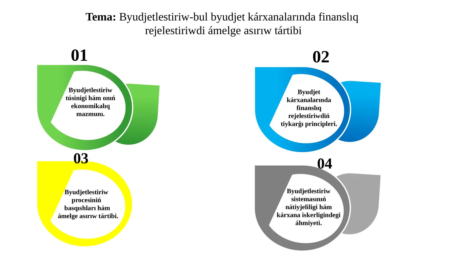 Byudjetlestiriw-bul byudjet kárxanalarında finanslıq rejelestiriwdi ámlege asırıw tártibi