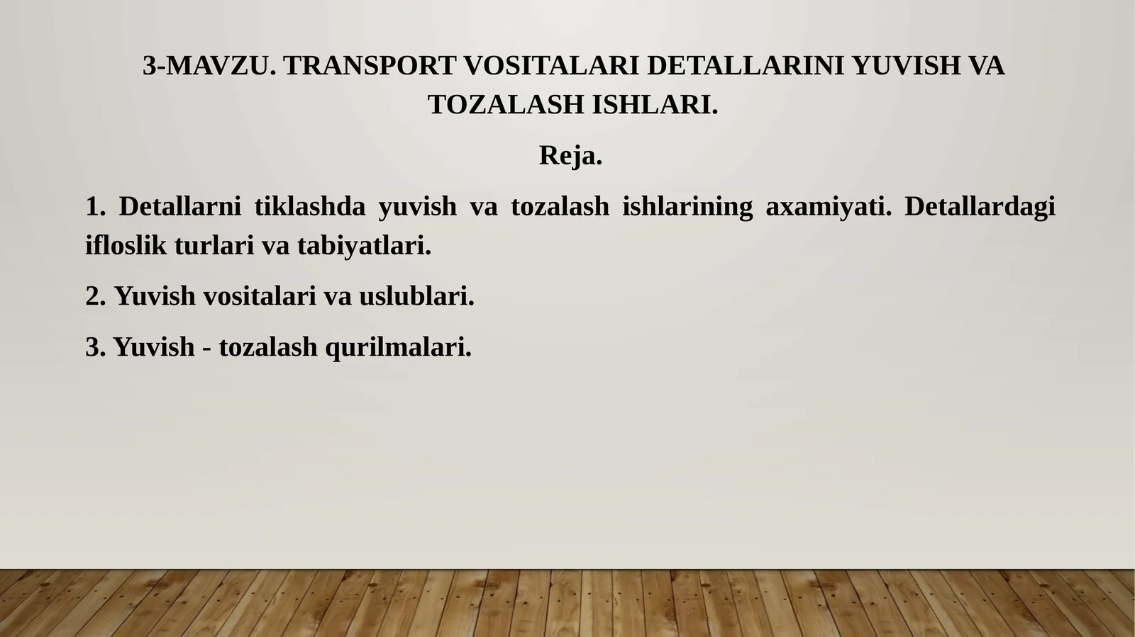TRANSPORT VOSITALARI DETALLARINI YUVISH VA TOZALASH ISHLARI