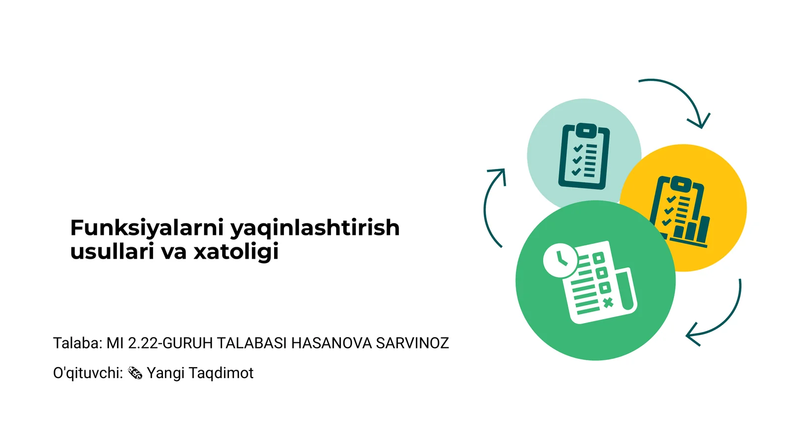 Funksiyalarni yaqinlashtirish usullari va xatoligi