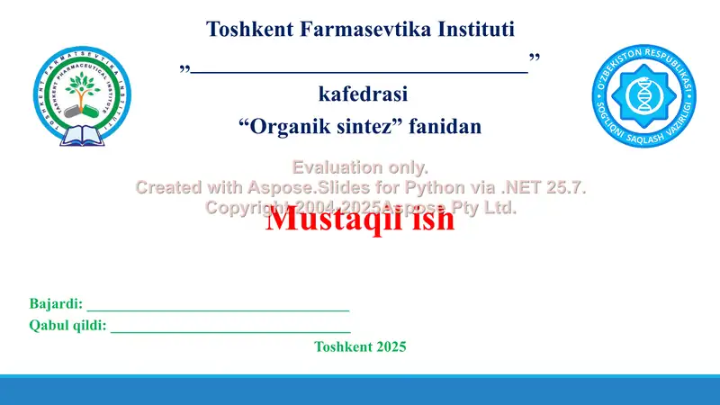1. Parafinlar, olefinlar asosida olinadigan dori preparatlari. Taqdimot 11 bet.