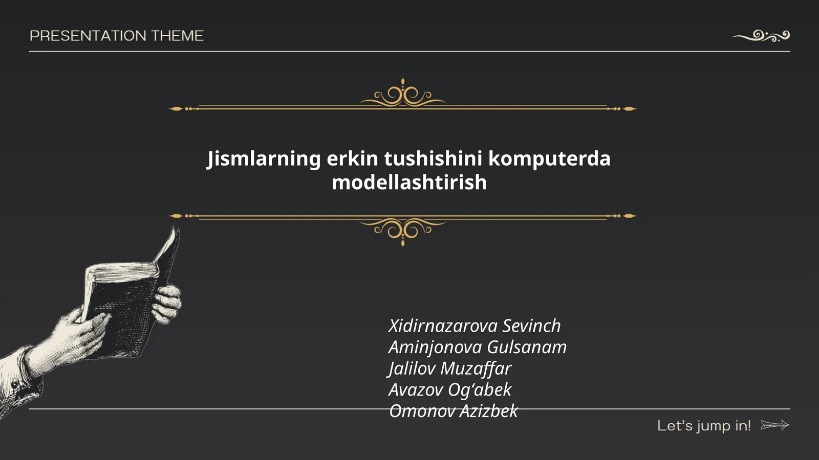 Jismlarning erkin tushishini komputerda modellashtirish