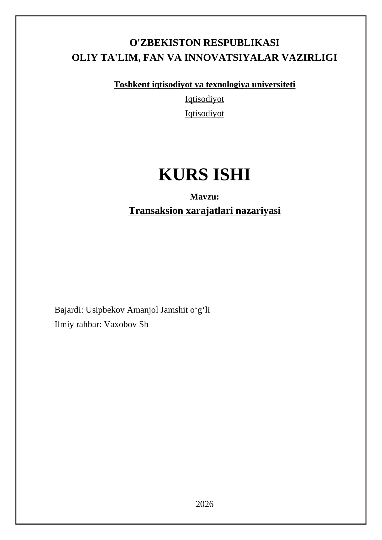 Trаnsаksiоn хаrаjаtlаri nаzаriyasi