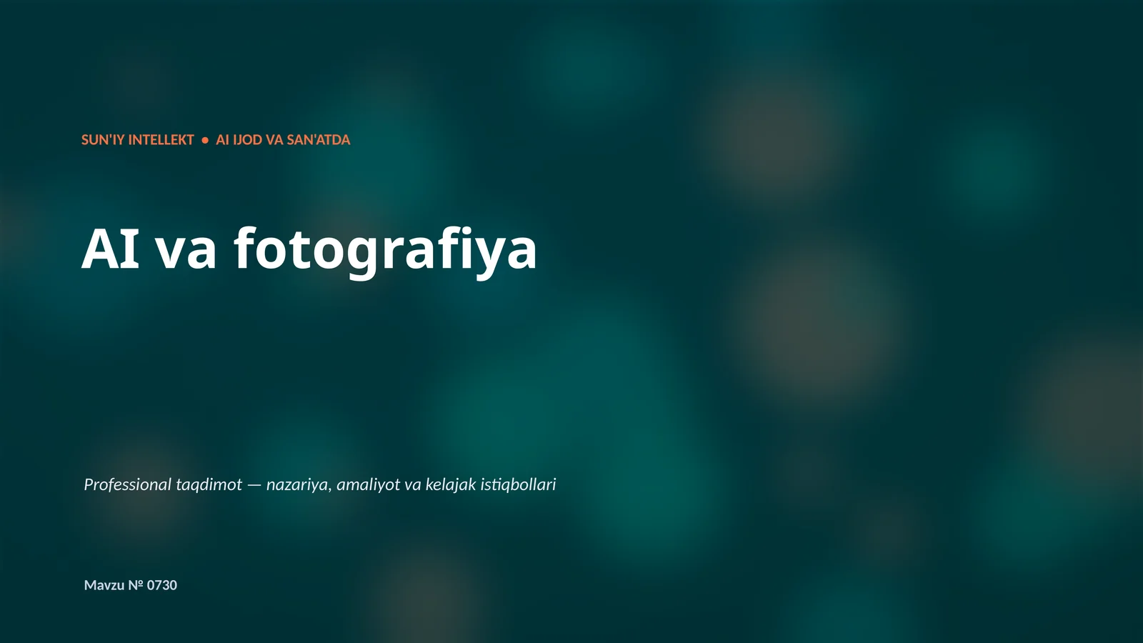 SUN'IY INTELLEKT • AI IJOD VA SAN'ATDA