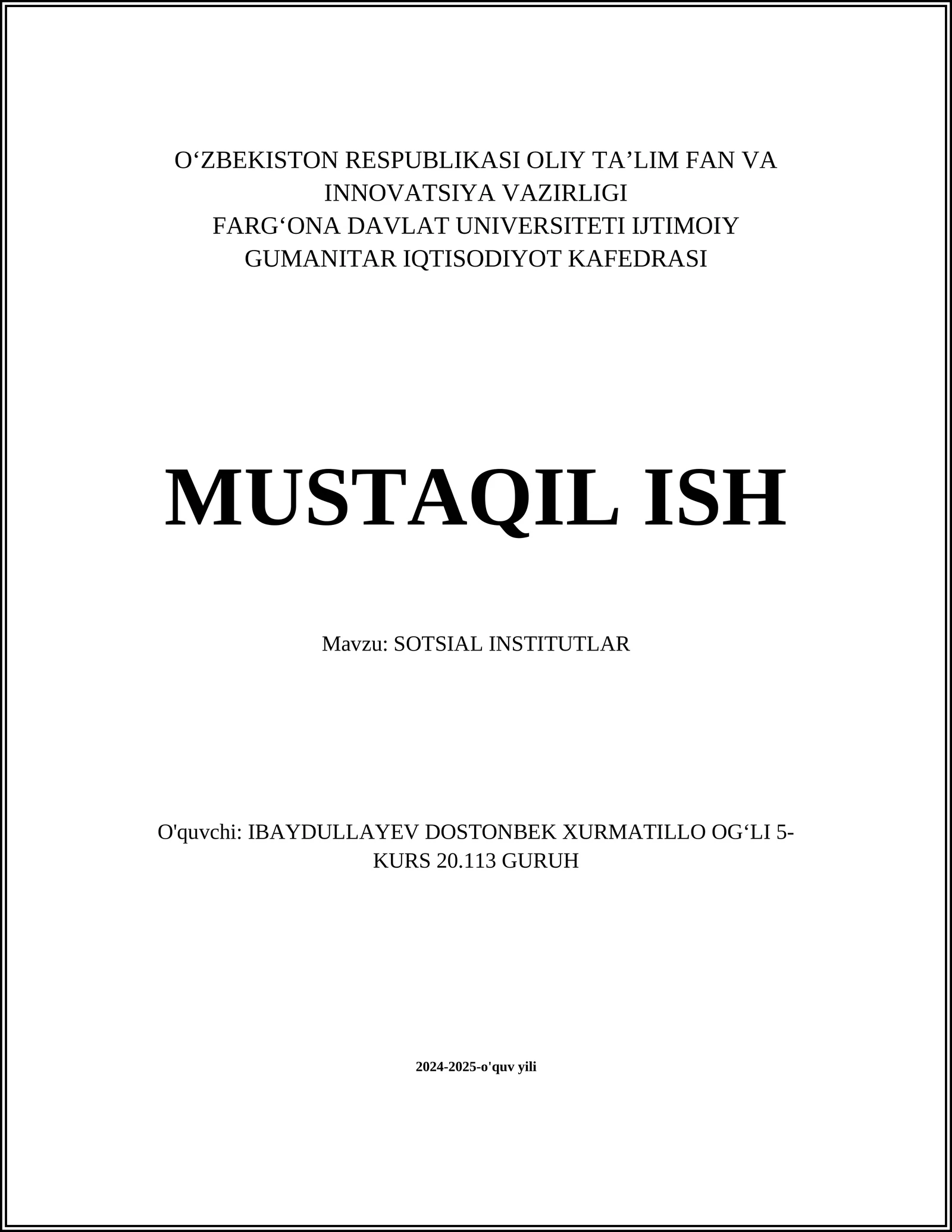 SOTSIAL INSTITUTLAR