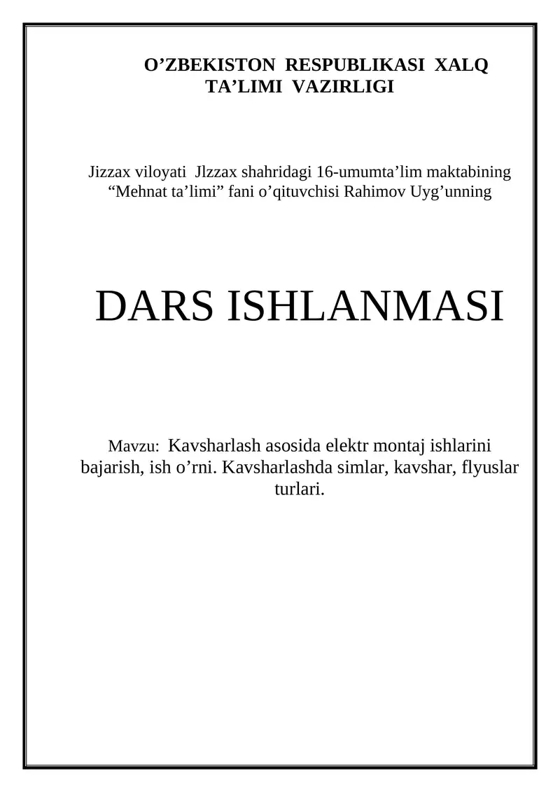 Elektrotexnika ishlari