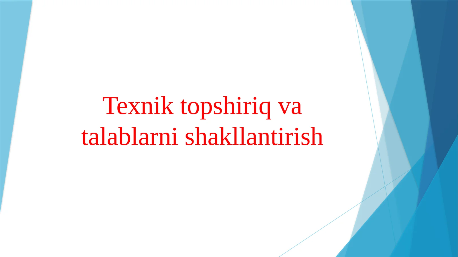 Texnik topshiriq va talablarni shakllantirish
