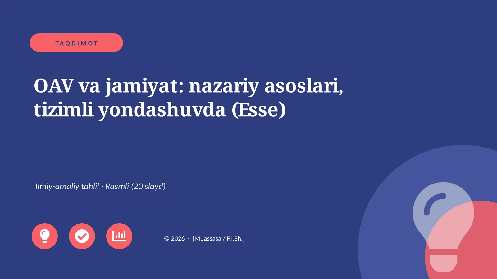 OAV va jamiyat: nazariy asoslari, tizimli yondashuvda (Esse)