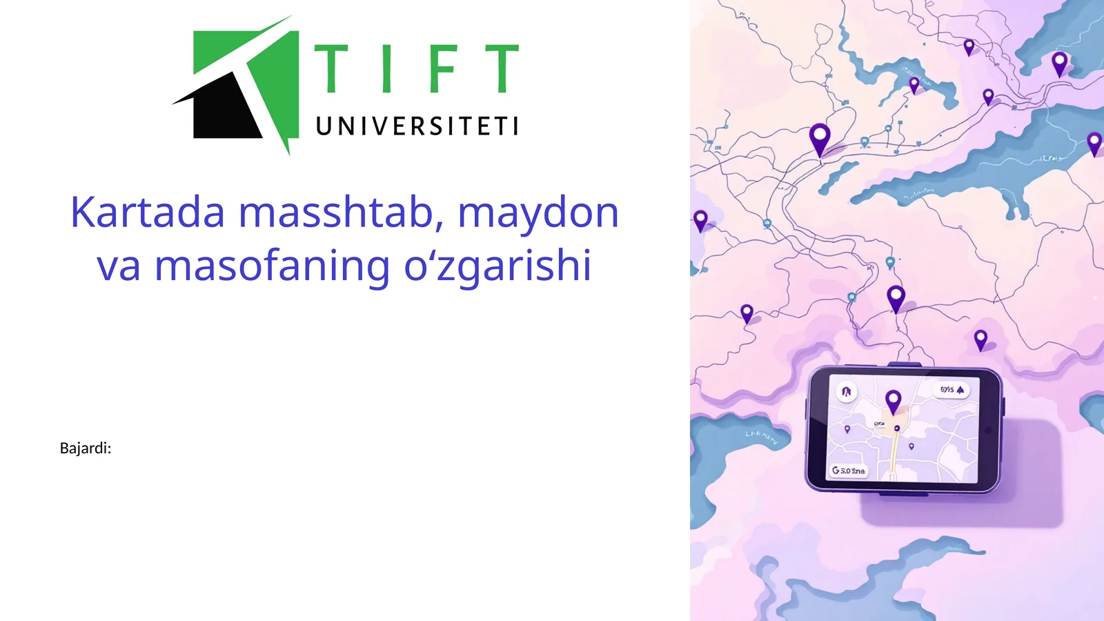 Kartada masshtab, maydon va masofaning o‘zgarishi