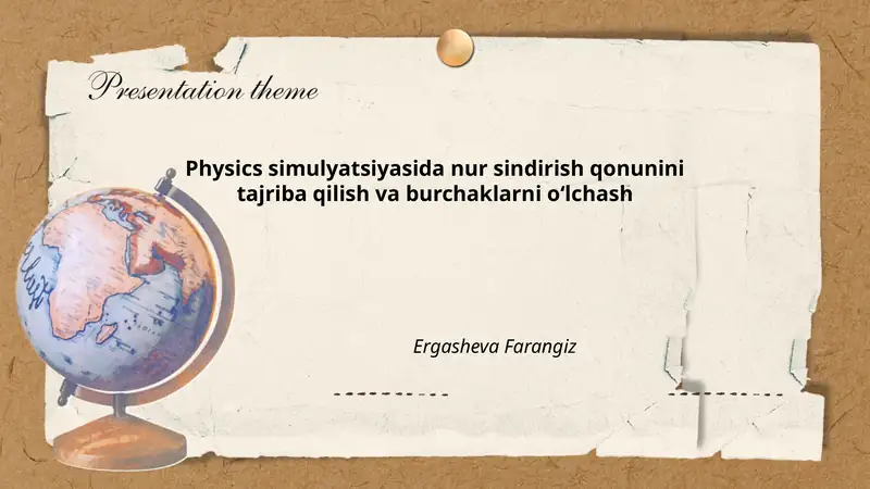 Physics simulyatsiyasida nur sindirish qonunini tajriba qilish va burchaklarni o‘lchash