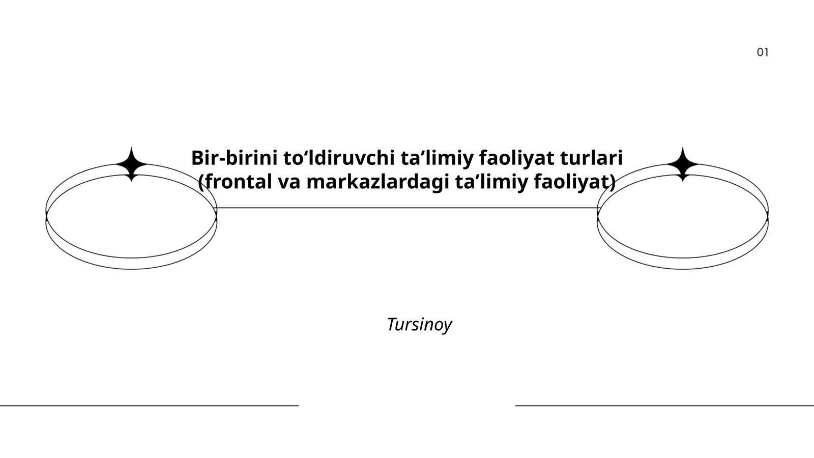 Bir-birini toʻldiruvchi taʼlimiy faoliyat turlari (frontal va markazlardagi taʼlimiy faoliyat)