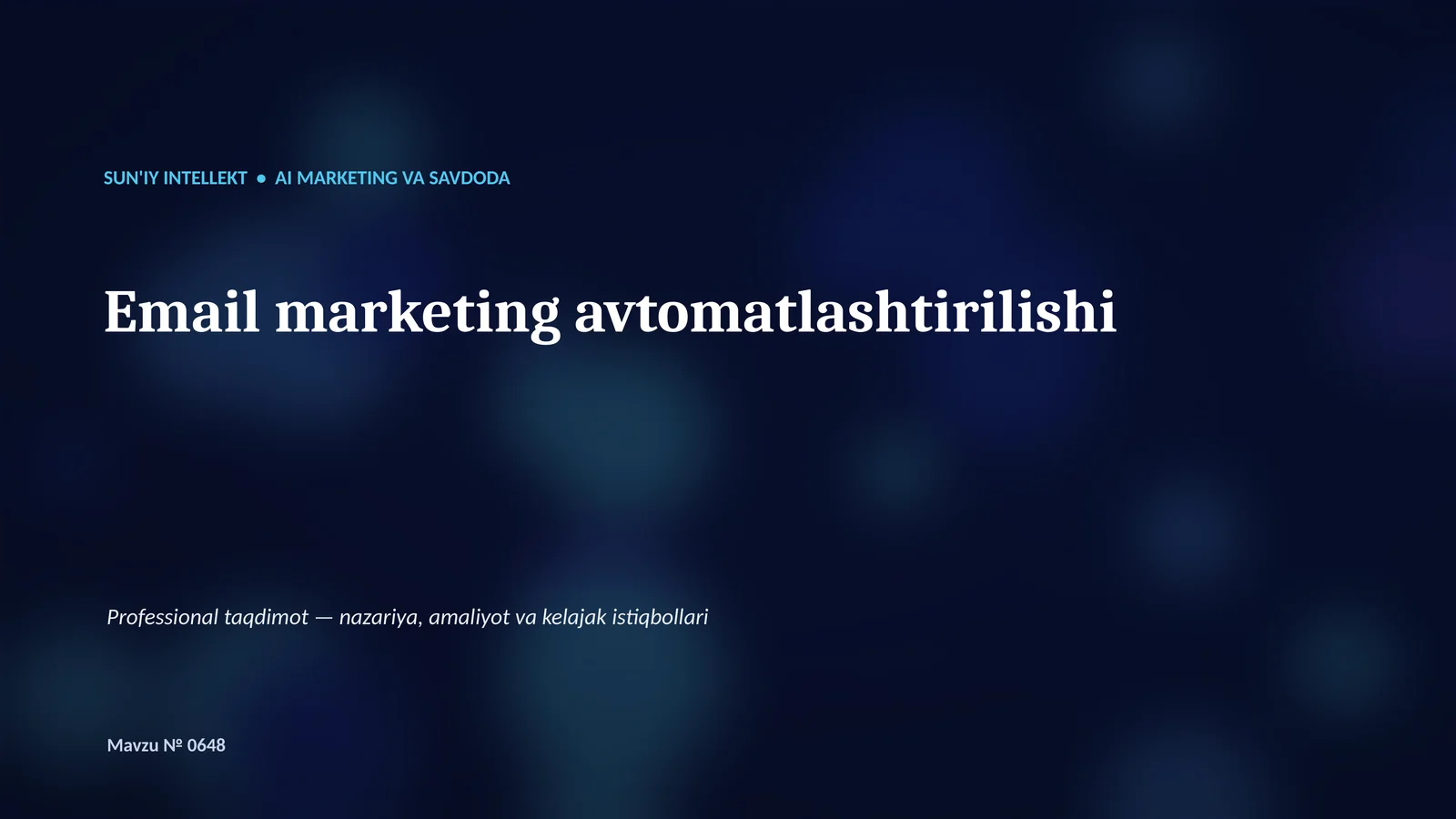 SUN'IY INTELLEKT • AI MARKETING VA SAVDODA