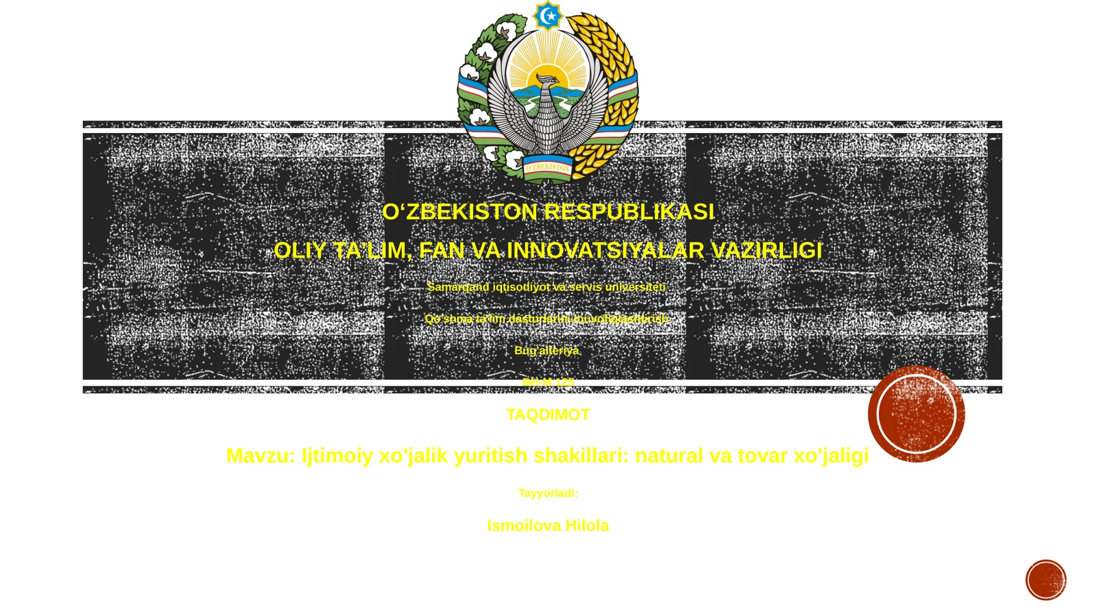 Ijtimoiy xo'jalik yuritish shakillari: natural va tovar xo'jaligi