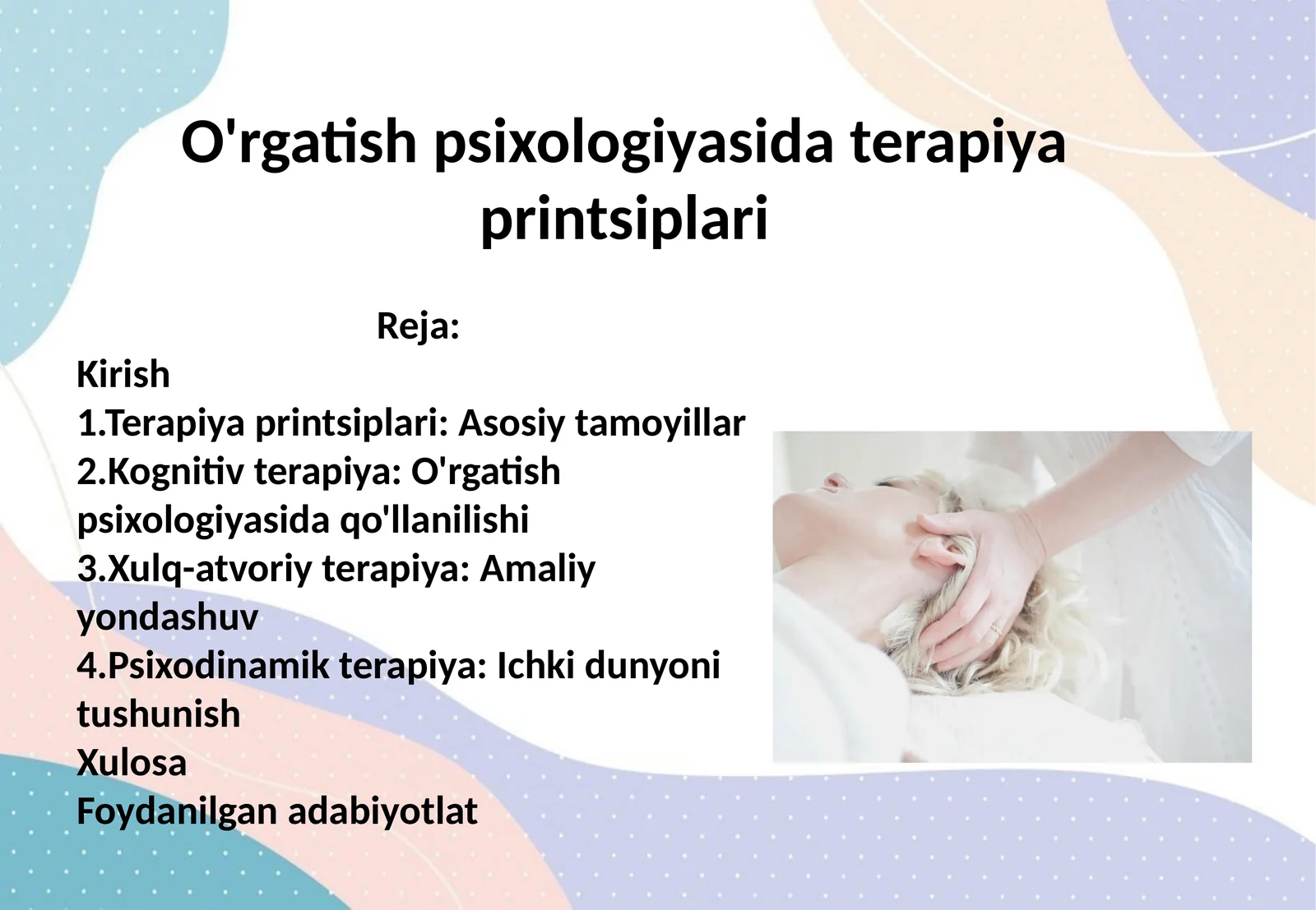 O'rgatish psixologiyasida terapiya printsiplari