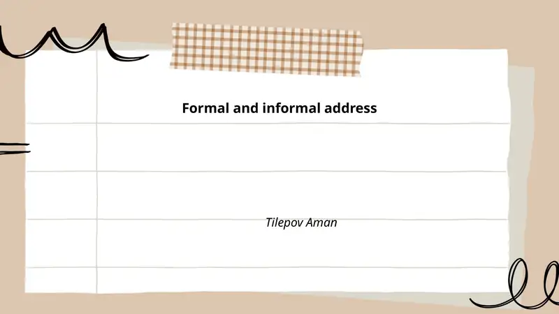Formal and Informal Address
