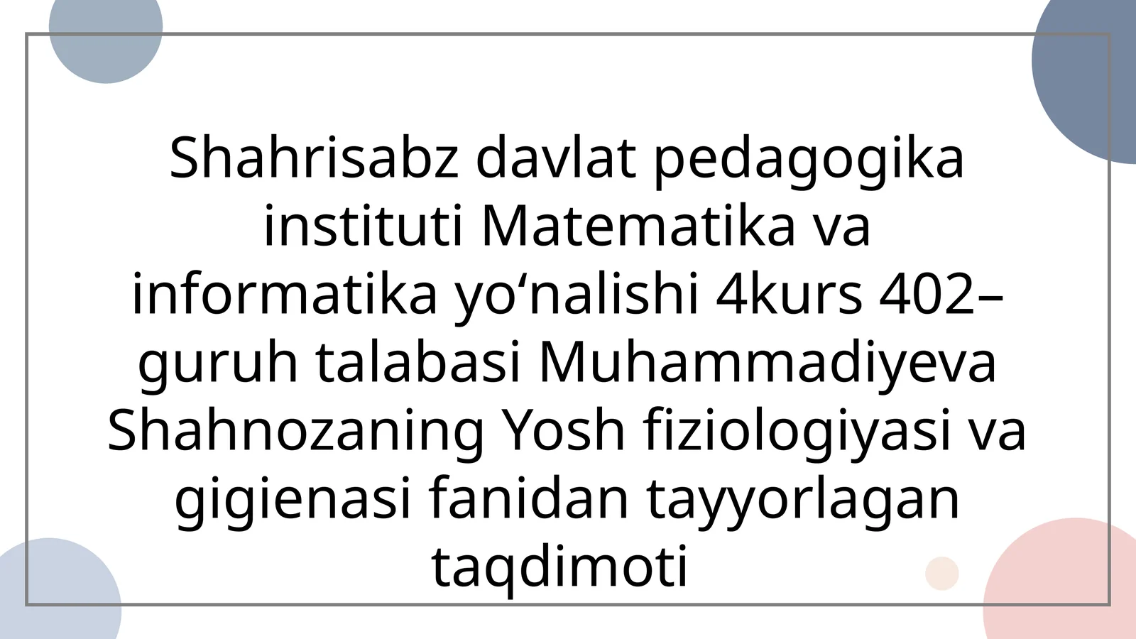 Bolaning jinsiy tarbiyasi