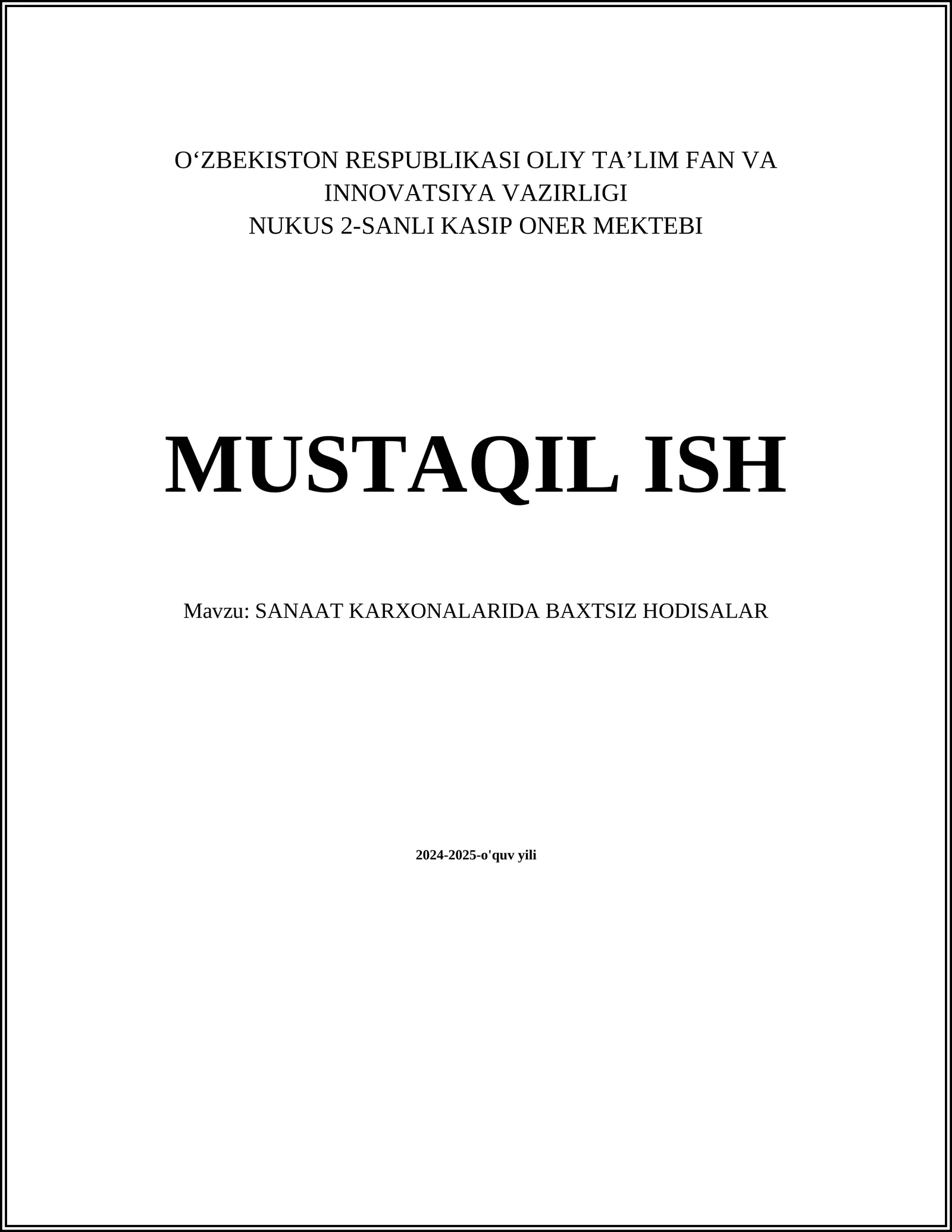 SANAAT KARXONALARIDA BAXTSIZ HODISALAR