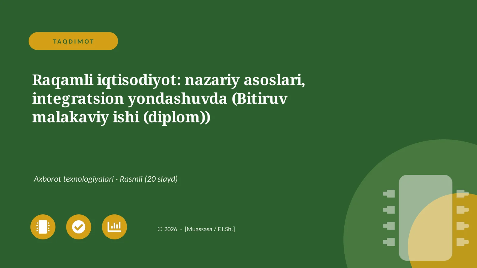 Raqamli iqtisodiyot: nazariy asoslari, integratsion yondashuvda (Bitiruv malakaviy ishi (diplom))