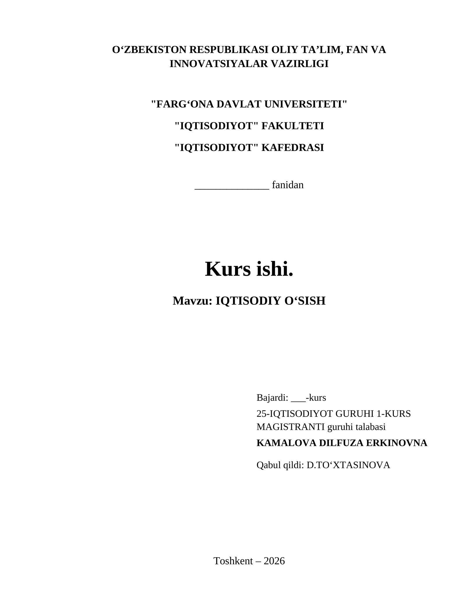 IQTISODIY OʻSISH