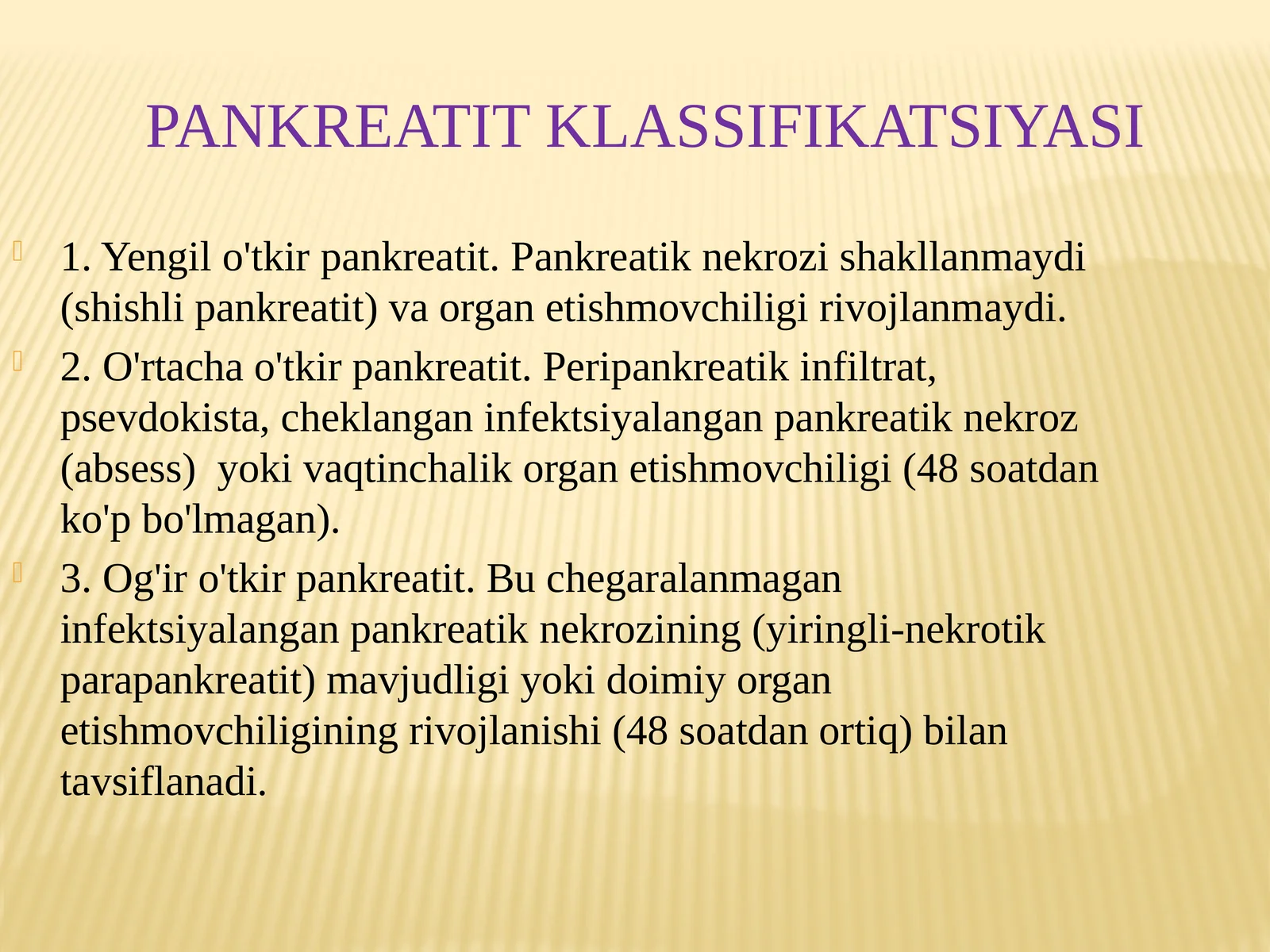 Pankreatit klassifikatsiyasi