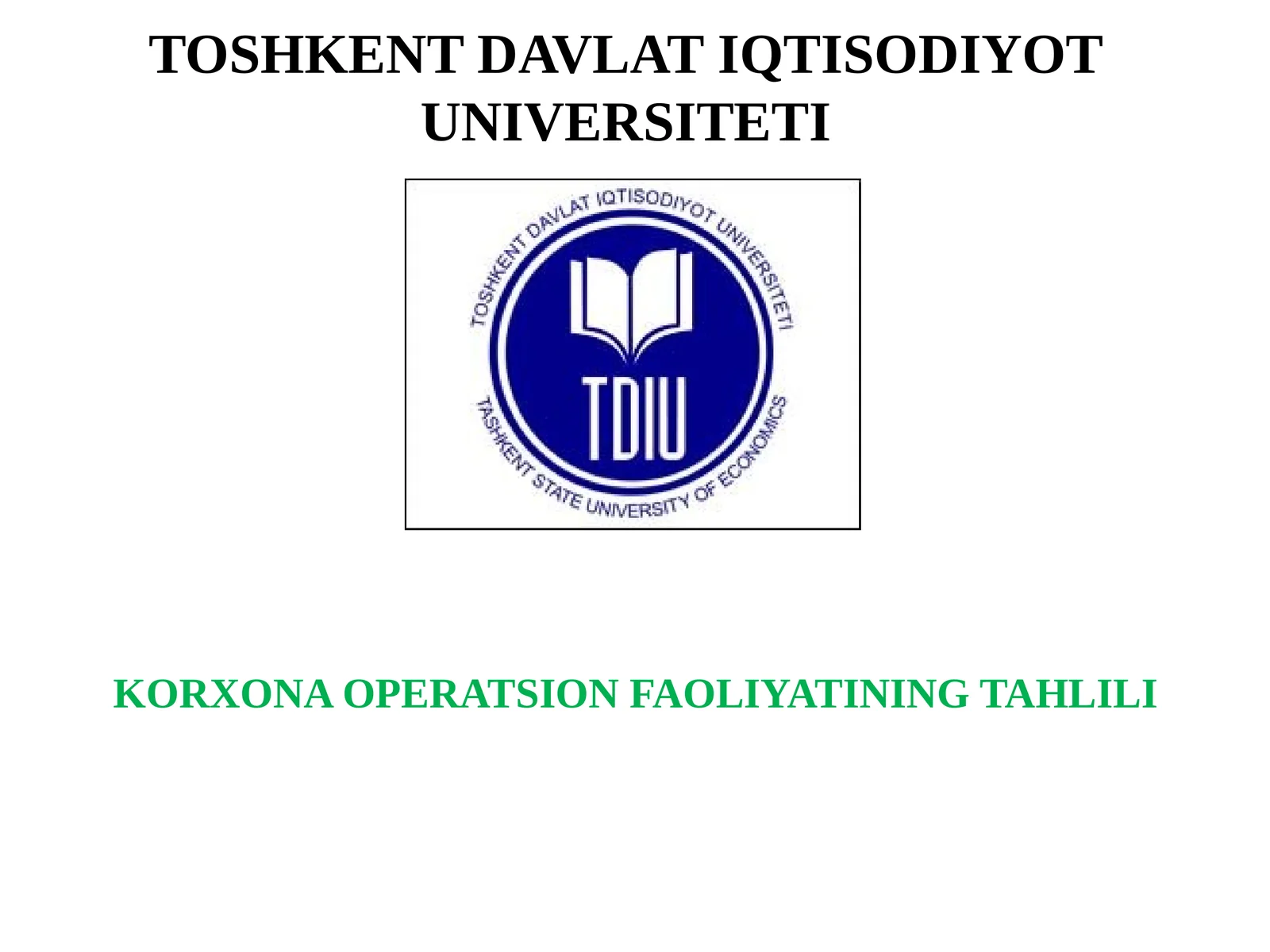 KORXONA OPERATSION FAOLIYATINING TAHLILI