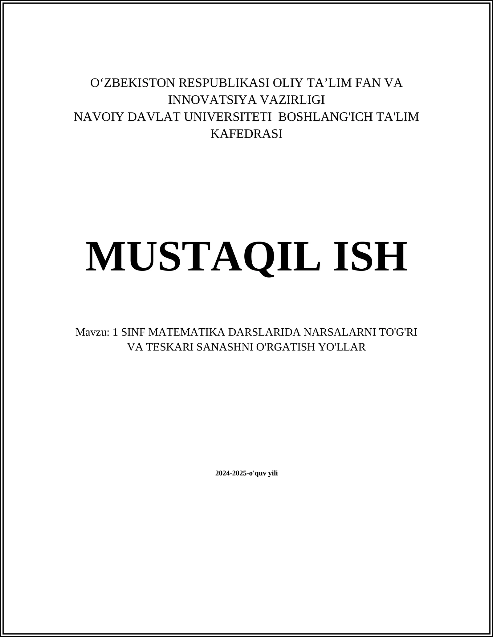 1 SINF MATEMATIKA DARSLARIDA NARSALARNI TO'G'RI VA TESKARI SANASHNI O'RGATISH YO'LLAR
