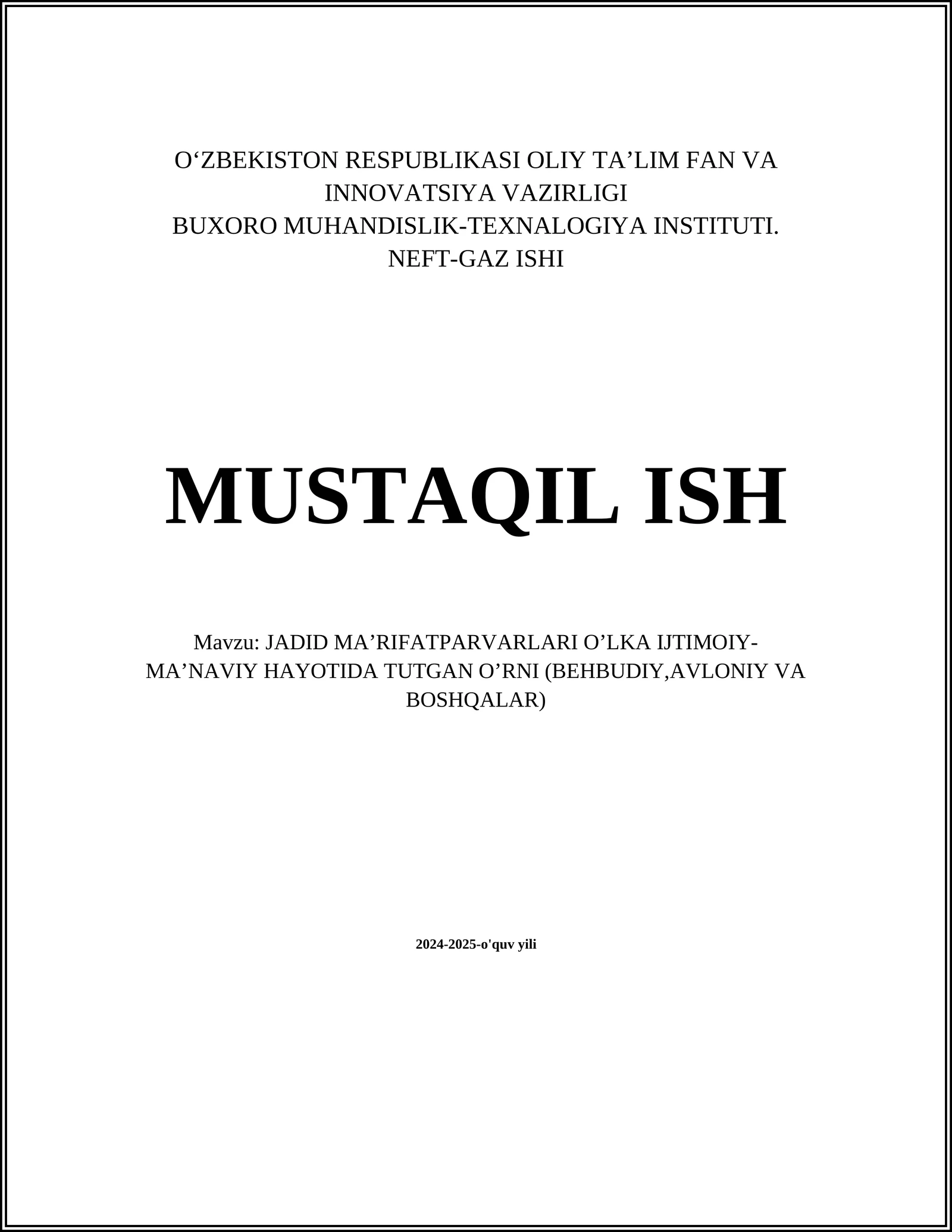 JADID MA’RIFATPARVARLARI O’LKA IJTIMOIY-MA’NAVIY HAYOTIDA TUTGAN O’RNI (BEHBUDIY,AVLONIY VA BOSHQALAR)
