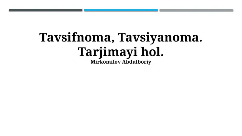Tavsifnoma, Tavsiyanoma