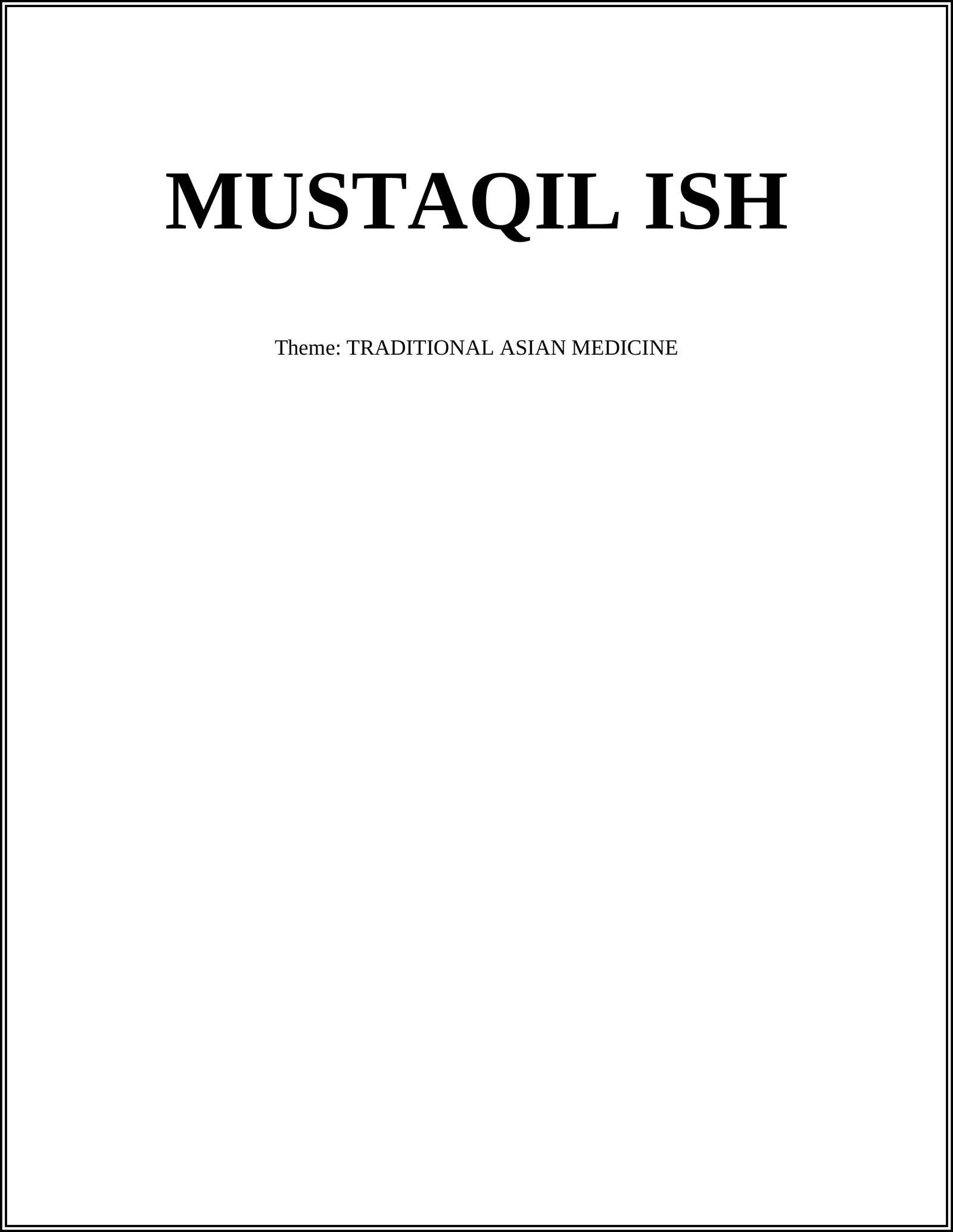 TRADITIONAL ASIAN MEDICINE