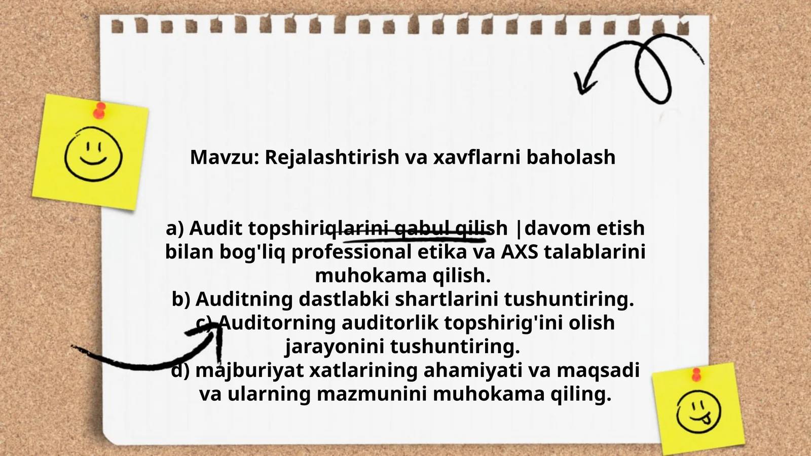 Rejalashtirish va xavflarni baholash