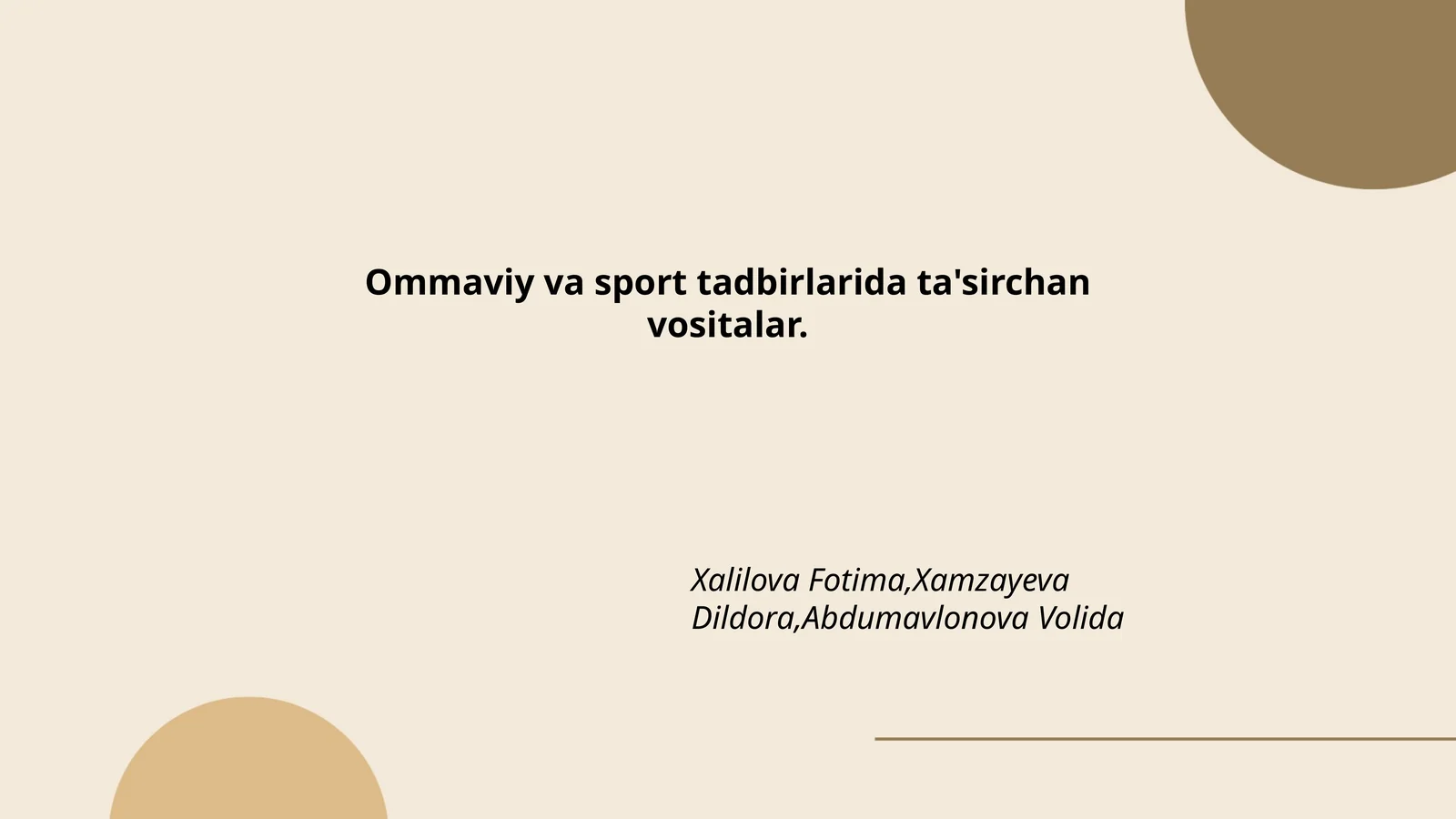 Ommaviy va sport tadbirlarida ta'sirchan vositalar