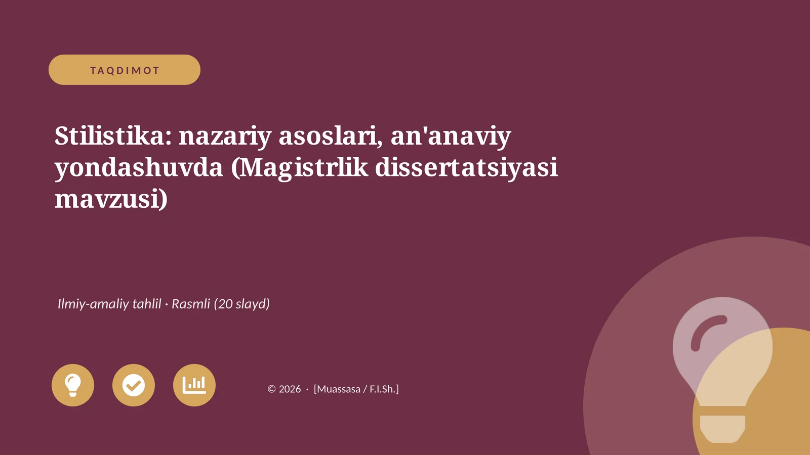 Stilistika: nazariy asoslari, an'anaviy yondashuvda (Magistrlik dissertatsiyasi mavzusi)