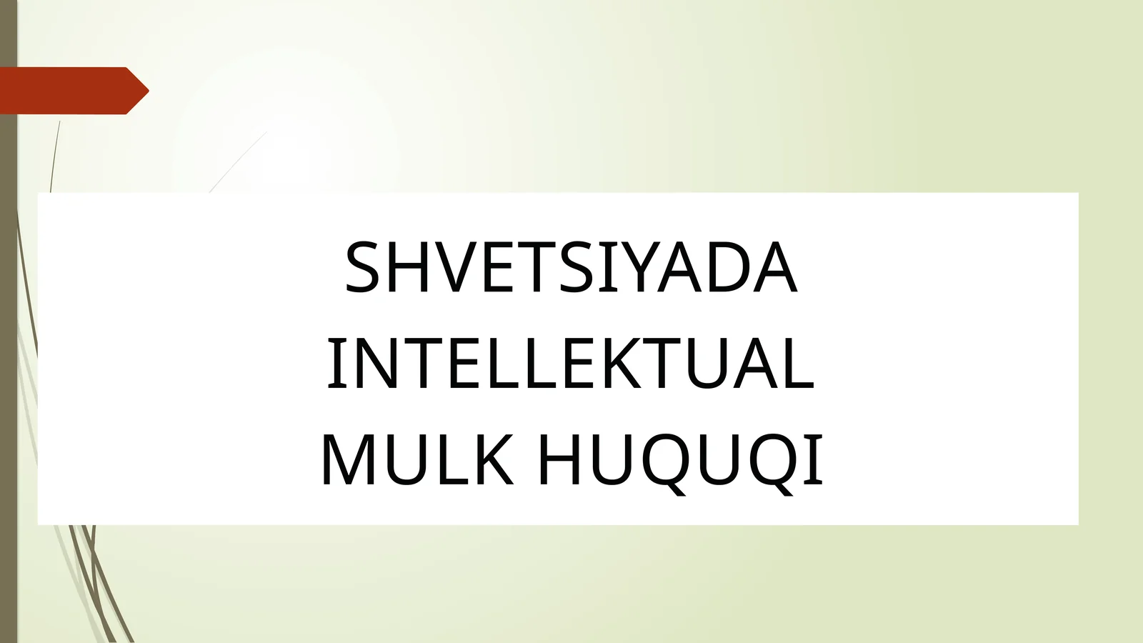 SHVETSIYADA INTELLEKTUAL MULK HUQUQI