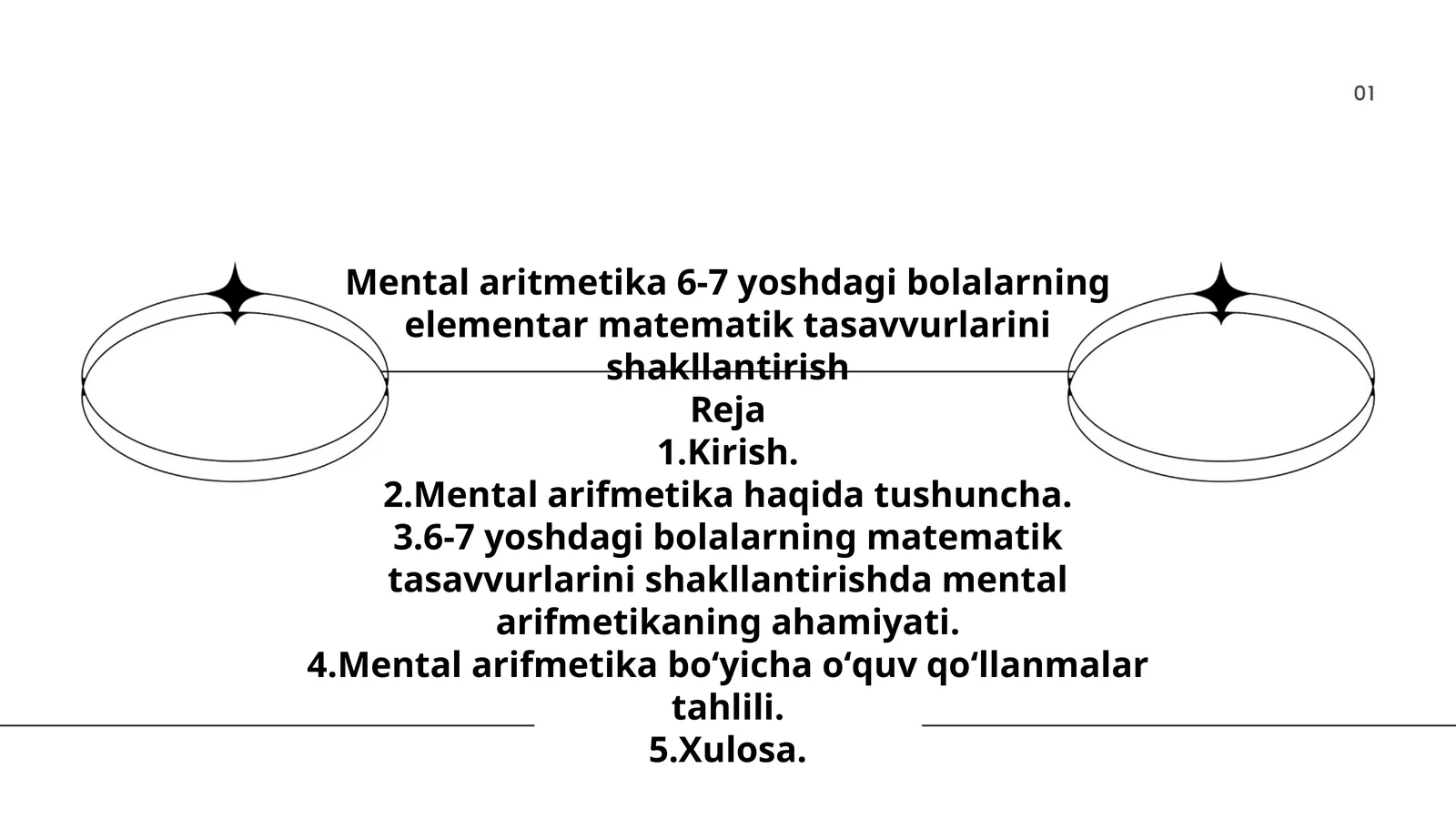 Mental aritmetika 6-7 yoshdagi bolalarning elementar matematik tasavvurlarini shakllantirish